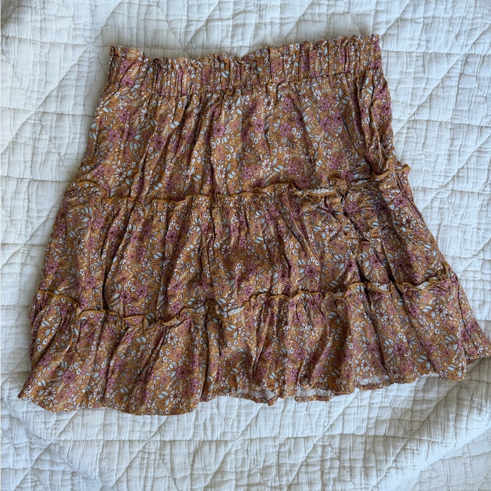 Cynthia Rowley Floral Mini Skirt in Pink and Brown